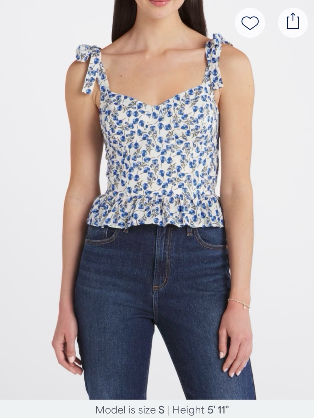 Blue Floral Smocked Tie-Shoulder Camisole
